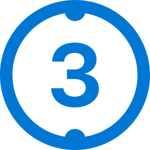 Número 3 representando el paso 3 del proceso: implementación de la web