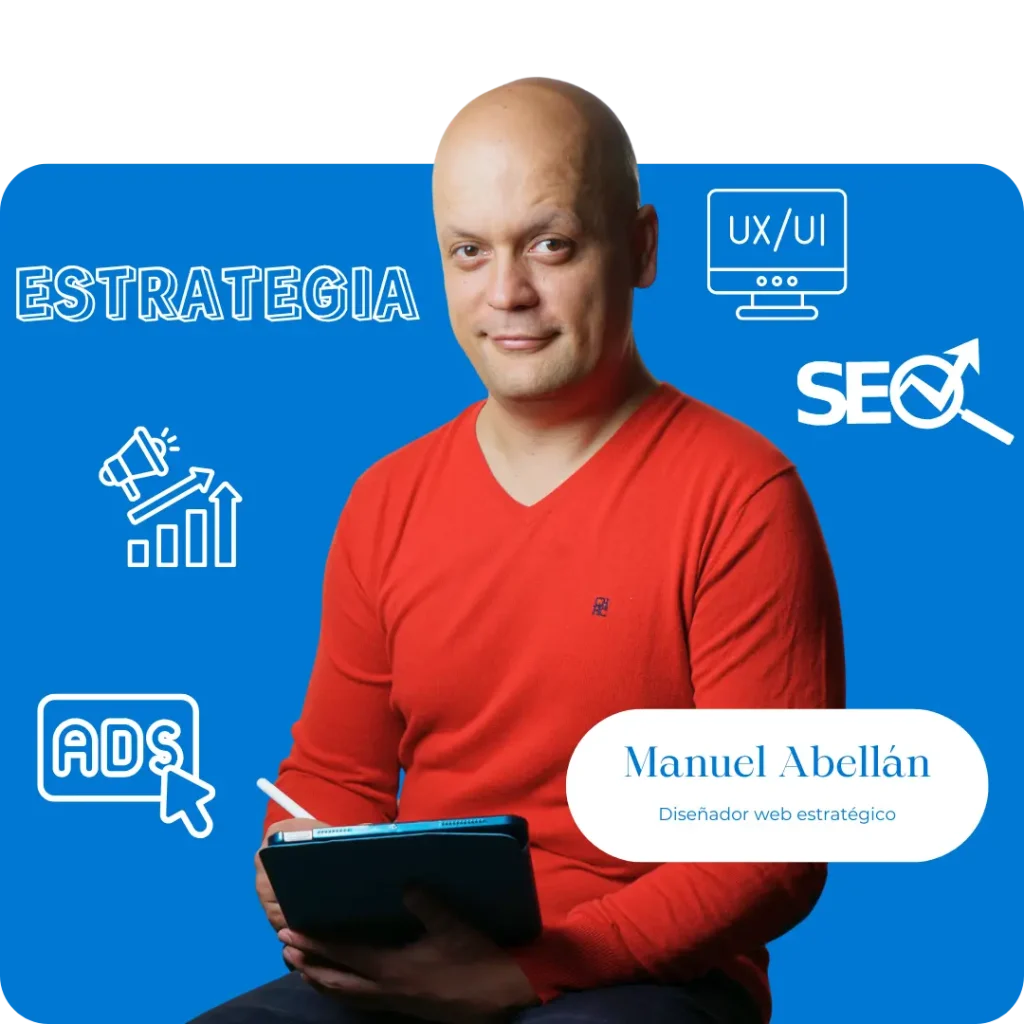 Manuel Abellán mostrando los problemas habituales de una web: SEO, diseño, velocidad y conversión